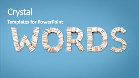  Presentation with light blue - Amazing presentation theme having words word formed from books backdrop and a teal colored foreground