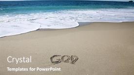  Presentation with word god - Colorful presentation theme enhanced with words-written-in-sand-god backdrop and a gray colored foreground