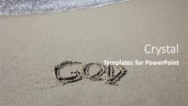  Presentation with sand ocean - Slide set having words-written-in-sand-god background and a gray colored foreground