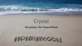  Presentation with sand ocean - Presentation enhanced with words-written-in-sand-honeymoon background and a light gray colored foreground