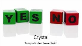  Presentation with green building - Audience pleasing theme consisting of words yes and no spelled with green and red alphabet building blocks backdrop and a white colored foreground