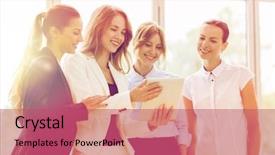  Presentation with business women - Audience pleasing slide set consisting of work and corporate concept - business backdrop and a coral colored foreground