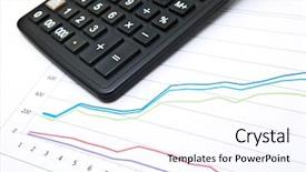  Presentation with business calculator - Colorful theme enhanced with work balance life - business table with chart backdrop and a sky blue colored foreground