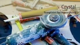  Presentation with home improvement - Cool new PPT theme with work bench - home improvement repair messy clutter backdrop and a yellow colored foreground