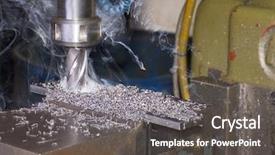  Presentation with milling machine - PPT layouts featuring work bench - milling machine is cutting metal background and a dark gray colored foreground