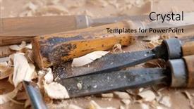  Presentation with craftsmanship - Theme consisting of work bench - wood craftsmanship background and a coral colored foreground