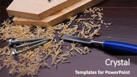  Presentation with wood tools - PPT layouts featuring work bench - wood shavings and various construction background and a gray colored foreground