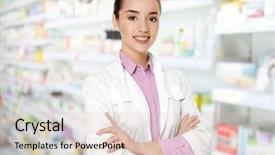  Presentation with pharmacist - Colorful presentation design enhanced with work blurred shelves with pharmaceutical backdrop and a lemonade colored foreground
