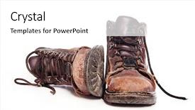  Presentation with work safety - Colorful slides enhanced with work boots isolated against white backdrop and a white colored foreground