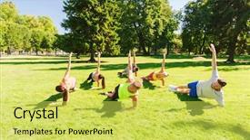 Presentation with healthy lifestyle - Cool new presentation with work camps - fitness sport friendship and healthy backdrop and a yellow colored foreground