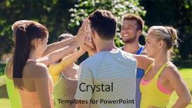  Presentation with mental wellbeing healthy lifestyle balance - Slide set with work camps - fitness sport friendship and healthy background and a coral colored foreground