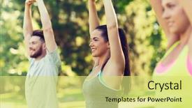  Presentation with boot camp - Beautiful theme featuring work camps - fitness sport friendship and healthy backdrop and a yellow colored foreground