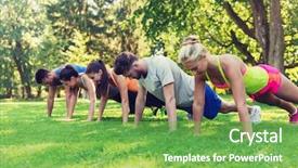  Presentation with healthy lifestyle - Presentation theme having work camps - fitness sport friendship and healthy background and a seafoam green colored foreground