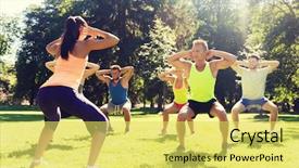  Presentation with boot camp - Slide set consisting of work camps - fitness sport friendship and healthy background and a yellow colored foreground