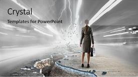  Presentation with overcoming crisis - Slide deck featuring work catastrophe - overcoming crisis break mixed media background and a light gray colored foreground