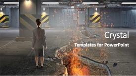  Presentation with overcoming crisis - Amazing PPT theme having work catastrophe - overcoming crisis break mixed media backdrop and a gray colored foreground