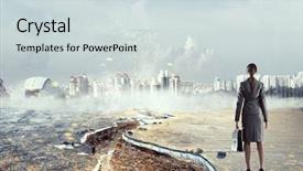  Presentation with overcoming crisis - PPT theme with work catastrophe - overcoming crisis break mixed media background and a soft green colored foreground