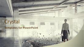  Presentation with overcoming crisis - Beautiful presentation theme featuring work catastrophe - overcoming crisis break mixed media backdrop and a soft green colored foreground