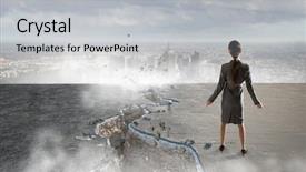  Presentation with overcoming crisis - Presentation having work catastrophe - overcoming crisis break mixed media background and a light gray colored foreground