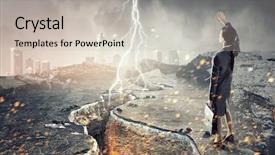  Presentation with overcoming crisis - Cool new slide set with work catastrophe - overcoming crisis break mixed media backdrop and a soft green colored foreground