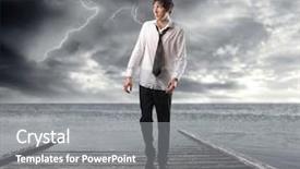  Presentation with catastrophe - Audience pleasing PPT theme consisting of work catastrophe - portrait of a wet businessman backdrop and a gray colored foreground