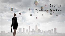  Presentation with catastrophe - Theme enhanced with work catastrophe - rear view of businesswoman looking background and a light gray colored foreground