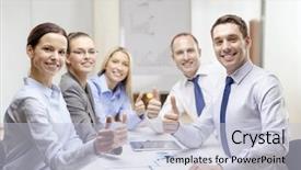  Presentation with business success - Presentation having work celebration - business success technology and office background and a  colored foreground