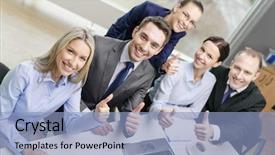  Presentation with business success - PPT theme featuring work celebration - business success technology and office background and a  colored foreground