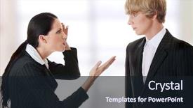  Presentation with humanitarian work - Cool new presentation theme with work colleagues arguing woman shouting on man backdrop and a wine colored foreground