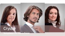  Presentation with collective - Colorful PPT theme enhanced with work collective - panoramic collage of portraits backdrop and a  colored foreground