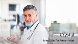  Presentation with computer - Colorful slide set enhanced with work color toned image backdrop and a light gray colored foreground