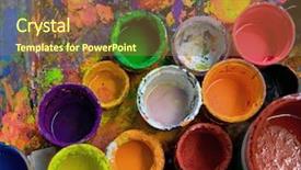  Presentation with paint - Amazing slides having work colorful - paint pot s backdrop and a tawny brown colored foreground