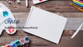  Presentation with paint art - Colorful presentation theme enhanced with work colorful - paper watercolors paint brush backdrop and a sky blue colored foreground