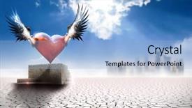  Presentation with work heart - Presentation theme featuring work depicting a winged heart background and a light blue colored foreground