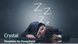  Presentation with keyboard - PPT layouts consisting of work done employee - young businessman fell asleep background and a  colored foreground