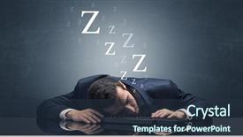  Presentation with keyboard - Beautiful presentation theme featuring work done employee - young businessman fell asleep backdrop and a  colored foreground