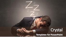  Presentation with concept - Theme with work done employee - young businessman fell asleep background and a  colored foreground