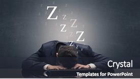  Presentation with keyboard - Theme having work done employee - young businessman fell asleep background and a tawny brown colored foreground