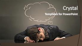  Presentation with sleeping mouse - Slide set having work done employee - young businessman sleeping and dreaming background and a  colored foreground