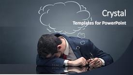  Presentation with sleeping - Slide deck enhanced with work done employee - young businessman sleeping and dreaming background and a gray colored foreground