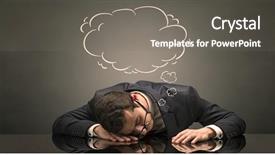  Presentation with done - Colorful slide deck enhanced with work done employee - young businessman sleeping and dreaming backdrop and a gray colored foreground