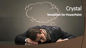  Presentation with amur leopard sleeping - Audience pleasing presentation theme consisting of work done employee - young businessman sleeping and dreaming backdrop and a gray colored foreground