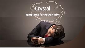  Presentation with sleeping - PPT theme consisting of work done employee - young businessman sleeping and dreaming background and a gray colored foreground