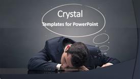  Presentation with sleeping - Slides enhanced with work done employee - young businessman sleeping and dreaming background and a gray colored foreground