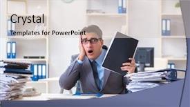  Presentation with burden - PPT theme enhanced with work employee under paperwork burden background and a lemonade colored foreground