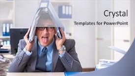  Presentation with burden - PPT layouts consisting of work employee under paperwork burden background and a  colored foreground