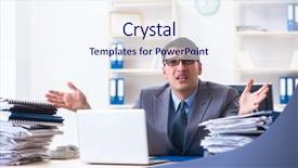  Presentation with burden - Amazing slide set having work employee under paperwork burden backdrop and a sky blue colored foreground