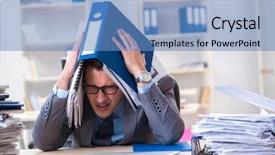  Presentation with paperwork - Beautiful theme featuring work employee under paperwork burden backdrop and a  colored foreground