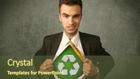  Presentation with recycle - Cool new PPT theme with work enviroment - enviromentalist business man tearing off backdrop and a  colored foreground