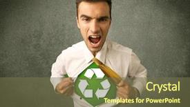 Presentation with recycle - Beautiful slides featuring work enviroment - enviromentalist business man tearing off backdrop and a  colored foreground